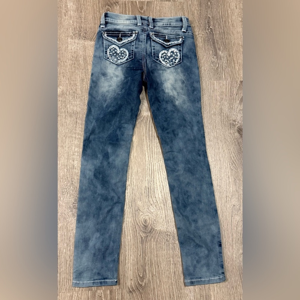 Girls CRB Embellished Skinny Jeans | Medium Wash Denim | Size 8 - Picture 6 of 11
